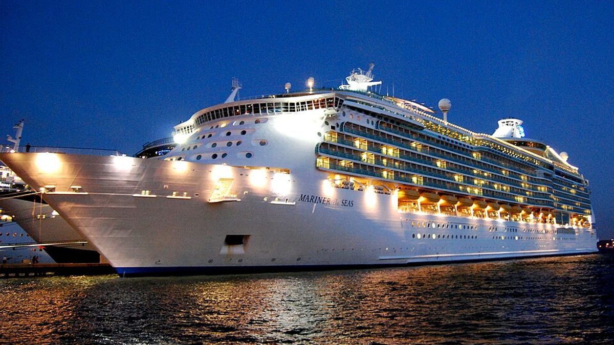 Royal Caribbean's Mariner of the Seas berthed at dusk, one of the 12 lines Costco Travel sells