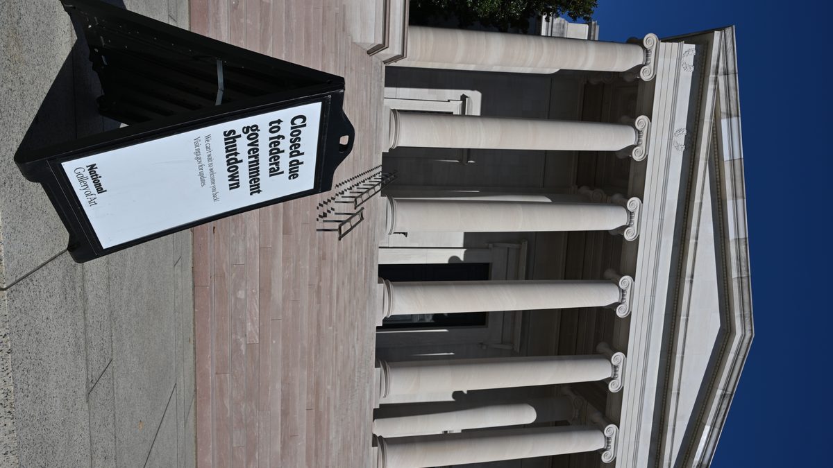 The National Gallery of Art in Washington DC closed with a government shutdown notice during the October 2025 shutdown